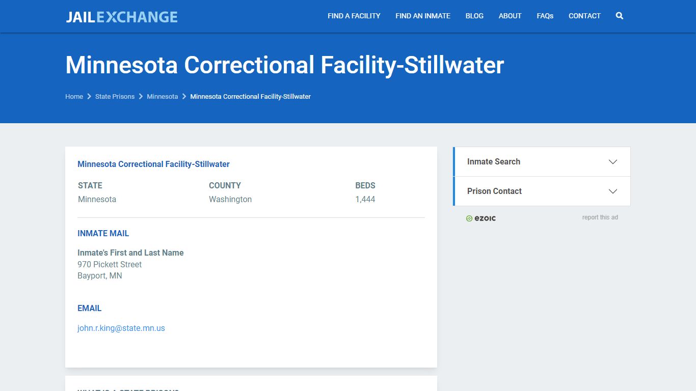 Minnesota Correctional Facility-Stillwater Prisoner Search ...